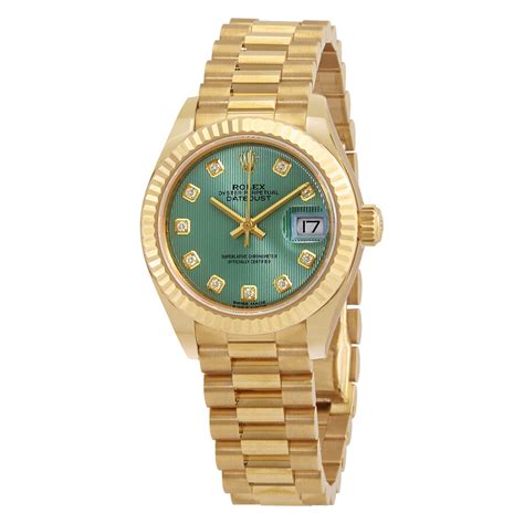 rolex lady datejust green dial.